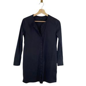 COS Size XS Black Tunic Collarless Button Front Tunic Top